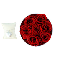 7 Bright Red Roses with Gold Necklace Home Gifts Leleyat Fleur