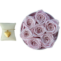 7 Sweet Pink Roses with Gold Necklace Home Gifts Leleyat Fleur