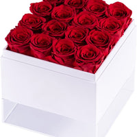 Leleyat Flower Box - 16 Forever Red Roses Preserved and Lightly Scented with Natural Rose Oil - Roses in a Box For Every Occasion Home Gifts Leleyat Fleur