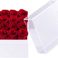 Leleyat Flower Box - 16 Forever Red Roses Preserved and Lightly Scented with Natural Rose Oil - Roses in a Box For Every Occasion Home Gifts Leleyat Fleur