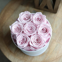 Leleyat Flower Box - 7 Forever Sweet Pink Roses Preserved and Lightly Scented with Natural Rose Oil - Roses in a Box For Every Occasion Leleyat Fleur