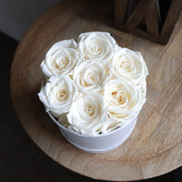 Leleyat Flower Box - 7 Forever White Roses Preserved and Lightly Scented with Natural Rose Oil - Flowers Bouquet Gift Box Contain Real Roses that Last a Year - Roses in a Box For Every Occasion Home Gifts Leleyat Fleur