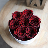Leleyat Flower Box - 7 Forever Wine Red Roses Preserved and Lightly Scented with Natural Rose Oil - Flowers Bouquet Gift Box Contain Real Roses that Last a Year - Roses in a Box For Every Occasion Leleyat Fleur
