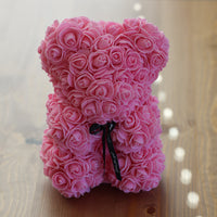 Leleyat Flower Pink Rose Bear- Forever Lasting Bear - Rose Bear For Every Occasion Home Gifts Leleyat Fleur