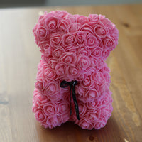 Leleyat Flower Pink Rose Bear- Forever Lasting Bear - Rose Bear For Every Occasion Home Gifts Leleyat Fleur