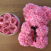 Pink Sweetheart Set- Leleyat Fleur 16 Roses and Rose Bear Home Gifts Leleyat Fleur