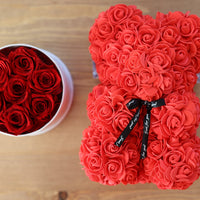Red Sweetheart Set- Leleyat Fleur 16 Roses and Rose Bear Home Gifts Leleyat Fleur