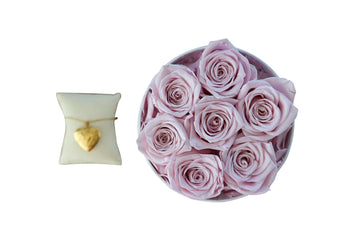7 Sweet Pink Roses with Gold Necklace Home Gifts Leleyat Fleur 