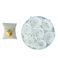 7 White Roses with Silver Necklace Home Gifts Leleyat Fleur 
