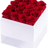 Leleyat Flower Box - 16 Forever Red Roses Preserved and Lightly Scented with Natural Rose Oil - Roses in a Box For Every Occasion Home Gifts Leleyat Fleur 