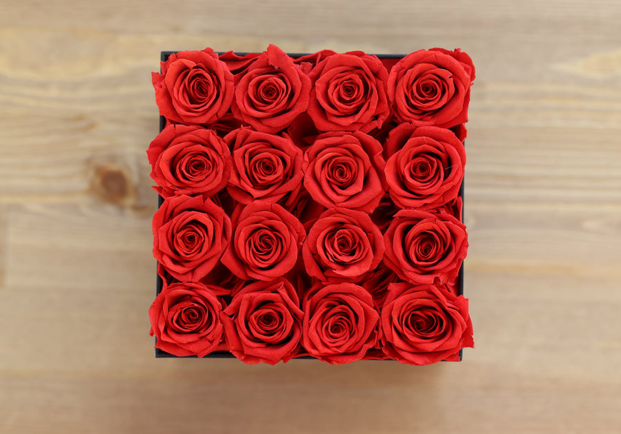 Leleyat Flower Box - 16 Forever Red Roses Preserved to Last Over a Year in Black Box Home Gifts Leleyat Fleur 