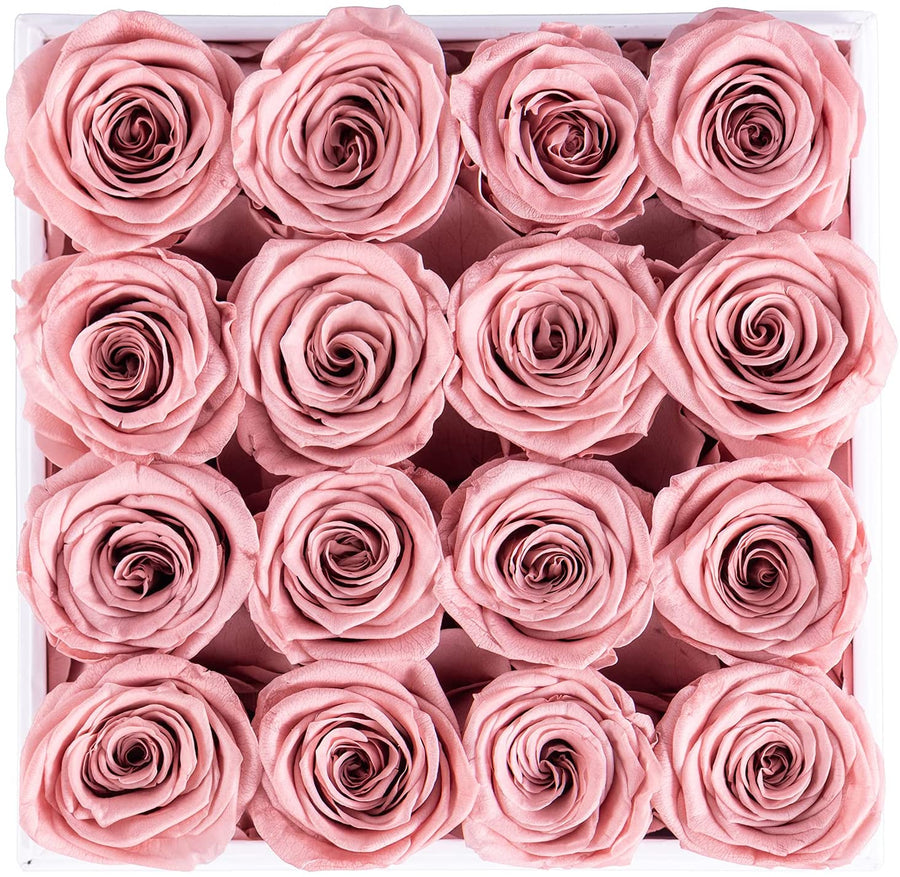 Leleyat Flower Box - 16 Forever Sweet Pink Roses Preserved and Lightly Scented with Natural Rose Oil - Roses in a Box For Every Occasion Home Gifts Leleyat Fleur 