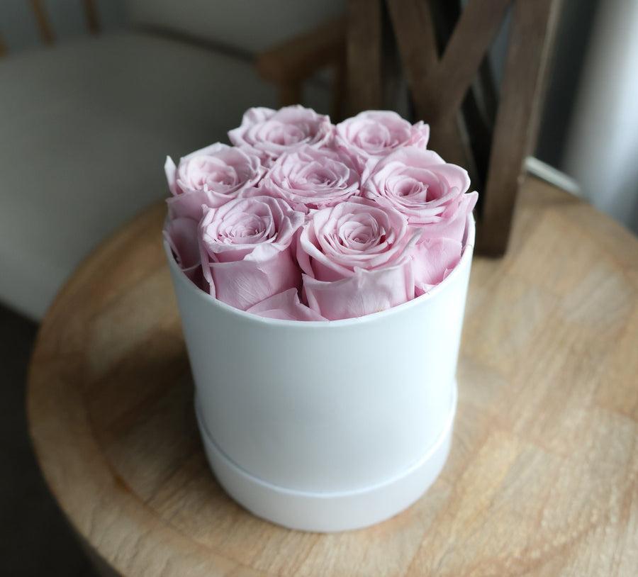 Leleyat Flower Box - 7 Forever Sweet Pink Roses Preserved and Lightly Scented with Natural Rose Oil - Roses in a Box For Every Occasion Leleyat Fleur 