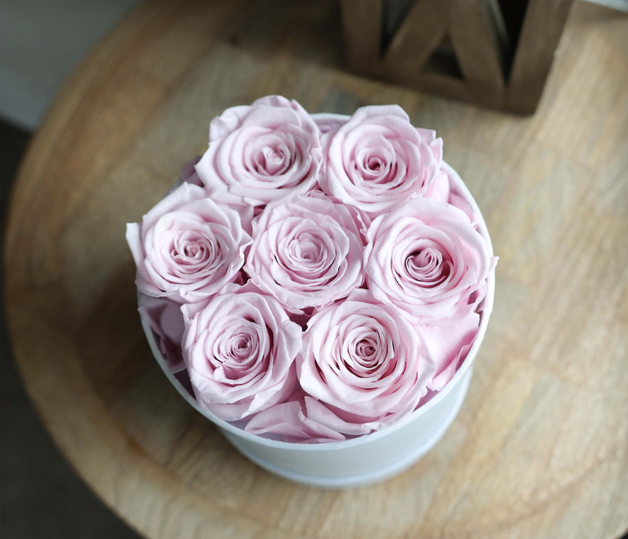 Leleyat Flower Box - 7 Sweet Pink Forever Roses that Last a Year - Ros ...