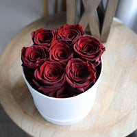 Leleyat Flower Box - 7 Forever Wine Red Roses Preserved and Lightly Scented with Natural Rose Oil - Flowers Bouquet Gift Box Contain Real Roses that Last a Year - Roses in a Box For Every Occasion Leleyat Fleur 