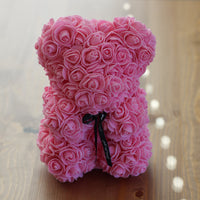 Leleyat Flower Pink Rose Bear- Forever Lasting Bear - Rose Bear For Every Occasion Home Gifts Leleyat Fleur 