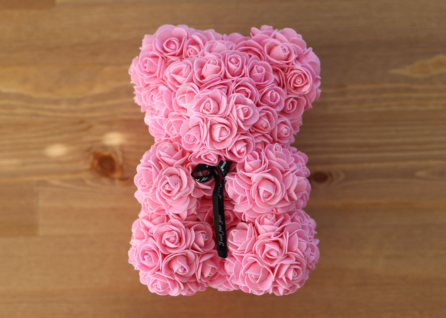 Leleyat Flower Pink Rose Bear- Forever Lasting Bear - Rose Bear For Every Occasion Home Gifts Leleyat Fleur 