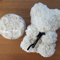 White Sweetheart Set- Leleyat Fleur 16 Roses and Rose Bear Home Gifts Leleyat Fleur 